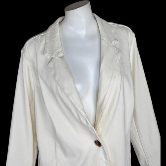 Isaac Mizrahi Live! Knit Denim Classic‎ Slimming Blazer Cream 1X NWOT Career - Picture 4 of 14